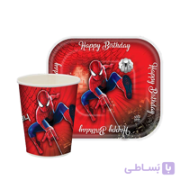 پیش دستی و لیوان تم تولد مرد عنکبوتی