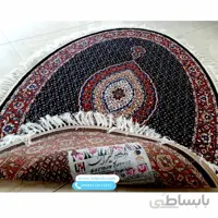 فرش بیضی طرح ریزماهی سرمه ای