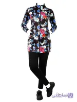 ست مانتو شلوار ورزشی نایک طرح گلدار کد 005 ا Nike floral sports pants manteau set