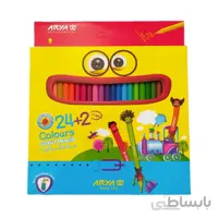 مداد رنگی آریا 2+24 رنگ مقوایی
