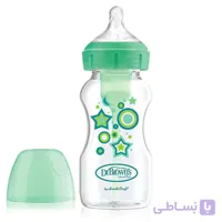 شیشه شیر پلیمری 6+ ماه دکتر براون Dr Browns ظرفیت 250 میلی لیتر سبز
