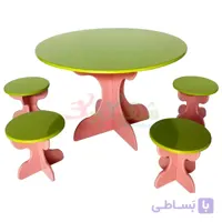 میز و صندلی کودک گرد 4 نفره چوبی