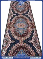 کناره فرش طرح ارکیده در رنگ شیک سرمه ای