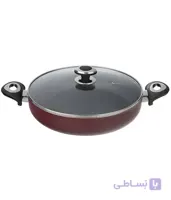 تابه دو سته سایز 28 گرانیتا زرشکی با درب شیشه ای زرساب کد GT-228TG-R
