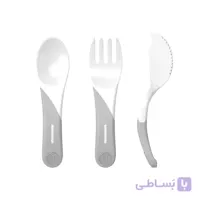 ست قاشق چنگال و کارد زاویه دار تویست شیک سفید