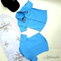 پیراهن پسرانه کتان رنگ ابی از سایز 35 تا 60 35 تا 60