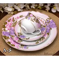 سرویس غذاخوری 12 نفره 102 پارچه چینی پردیس کاشان قالب الگانس طرح آنیل 806