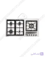 اجاق گاز رومیزی 5 شعله استیل البرز مدل S-5909 ا ابعاد خارجی اجاق : 91X51 سانتیمتر