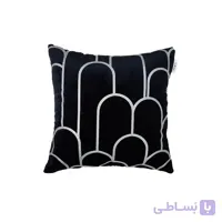 کوسن ترکیبی چرم و مخمل مدل کیان رنگ مشکی