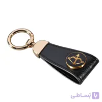 جاسوئیچی طلا و چرم ماه آذر (بند مشکی)