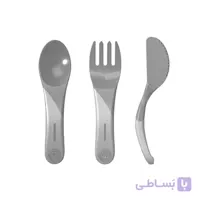 ست قاشق چنگال و کارد زاویه دار تویست شیک طوسی