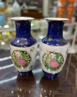 یک جفت گلدان سرمه ای دنسی قدیمی