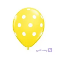 بادکنک زرد خالدار سفید سایز 12 اینچ