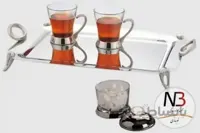 ست چایخوری و قندان نقره ای یونیک مدل 3837