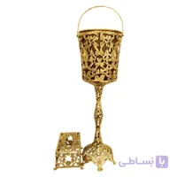 سطل و جا دستمال برنزی طرح توری پایه بلند کد ۵۵۴