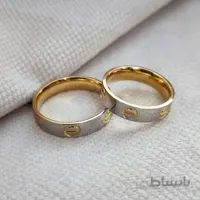 حلقه استیل کارتیر (دو رنگ طلایی)
