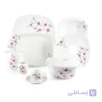 چینی زرین سرویس 12 نفره کواترو طرح گل پامچال