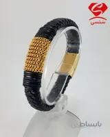 دستبند چرم و استیل کد021