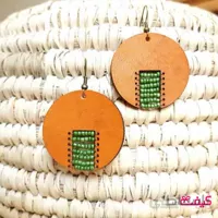 گوشواره چرم و منجوق مدل پند چهاردهم