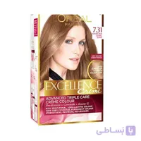 کیت رنگ مو لورآل مدل Excellence شماره 7.31 حجم 48 میلی لیتر ا loreal excellence hair color NO 731 48ml