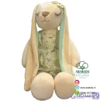 خرگوش لباس گلی چشم بسته 45 سانتی کد 15746