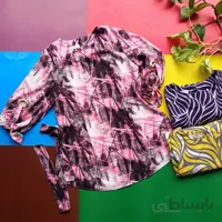 شومیز بلند یقه گرد آستین سه ربع واشری کد 318