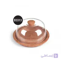 B3313 کیک خوری چوبی لبه باریک با دربشیشه ای