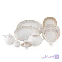 چینی 108 پارچه زرین ژئومتریکال نقره ای