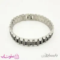 دستبند مردانه رولکس نقره ای مشکی کد 2563