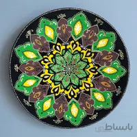 بشقاب سفالی طرح گل سبز