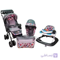 ست 4 تیکه کالسکه مخمل chicoo مدل سنگی