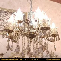 لوستر برنزی دو گل کوچک ۵ شاخه ۱۰ شعله کد ۶۰۳