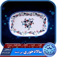 سالاد خوری بی دسته چینی میبد مروارید نقش مرغی رنگی
