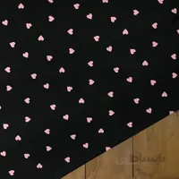 پارچه ساتن سیلک ابریشمی طرح قلبی رنگ مشکی 2202