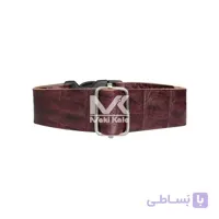 قلاده گردنی چرم طرح دار رنگ زرشکی