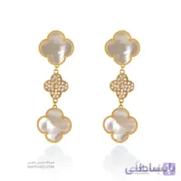 گوشواره طلا زنانه طرح ونکلیف با صدف و نگین کد XE228