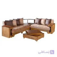 مبل راحتی 5 نفره چشمه نور کد MA201/5-N-N-BR به همراه میز جلو مبلی