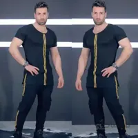 ست مردانه تیشرت و شلوار اسلش دوخط ا Men's T-shirt and slash pants set with two lines