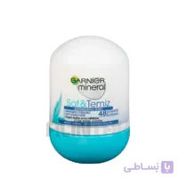 رول ضد تعریق 48 ساعته گارنیه مدل Saf & Temiz حجم 50 میل ا Garnier Mineral Saf & Temiz Anti-Perspirant Deodorant 50 ml