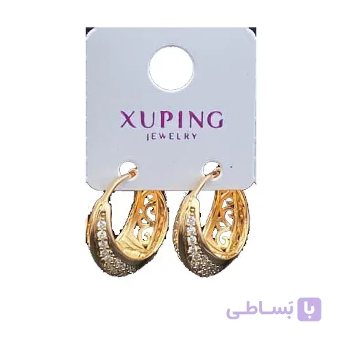 گوشواره حلقه ای زنانه ژوپینگ نگین دار کد 1002