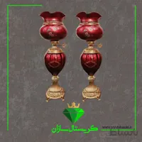 چراغ نفتدان لب چین مدل رز زرشکی رنگ کریستال سازان کد N1287