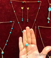نیم ست فیروزه و نقره با آبکاری طلا کد ۱۰۱۷۵۹
