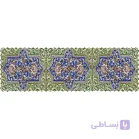 رانر مخمل کتیبه گلی سبز ابی