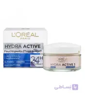 کرم شب سوپر ابرسان و جوانساز هیدرا اکتیو لورال پاریس اصل ا L'ORÉAL PARIS Night cream Hydra Active , 50ml