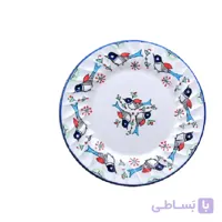 بشقاب گود ۲۰ چینی میبد مروارید طرح مرغی رنگی