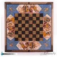 تخته نرد و شطرنج خاتم لب گرد مجلس بزم صدف سفید ۵۰*۵۰