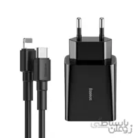 شارژر دیواری فست شارژ 18 وات بیسوس مدل Baseus Speed Mini PD Single TZCCFS-X01 با کابل 1متری تایپ سی به لایتنینگ