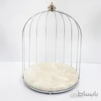 استند سرو پذیرایی مدل نیم قفس رنگ طلایی و نقره ای | استند مزه سنگی کد 42010