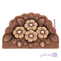 پادری نیم دایره چهار گل اطلسی شکلاتی زرباف