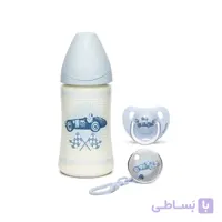 ست شیشه شیر، پستانک و بند پستانک طرح ماشین مسابقه سواوینکس Suavinex